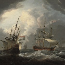 An English frigate passing a Dutch merchantman